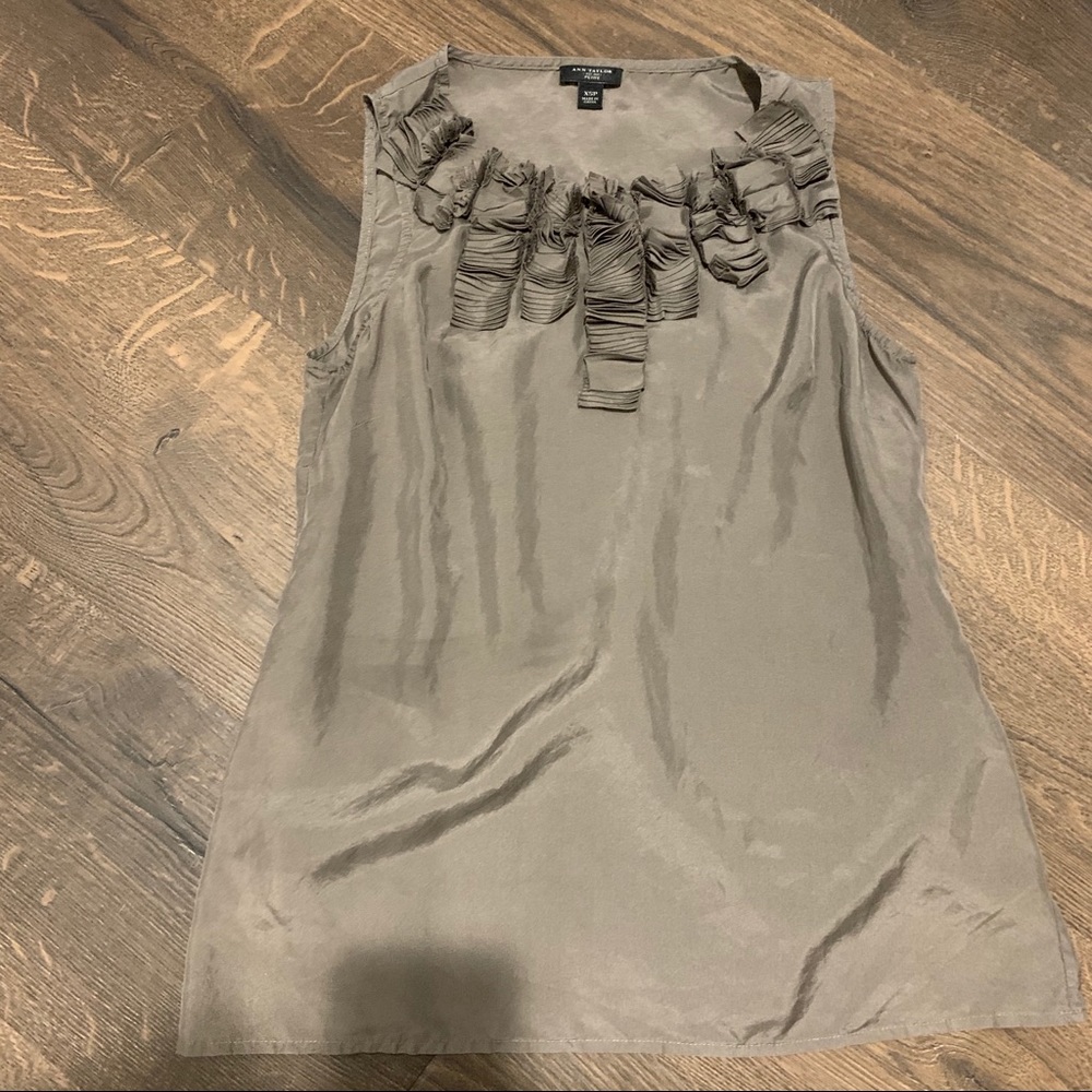 Satin ruffle tank blouse